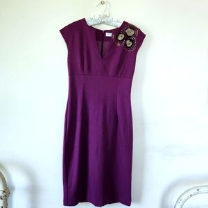 Trina Turk Embellished/Beaded Purple Sheath Mini Cocktail Formal Dress | Size 4